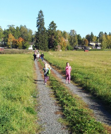 Hela F-3-laget sprang eller gick tillsammans.